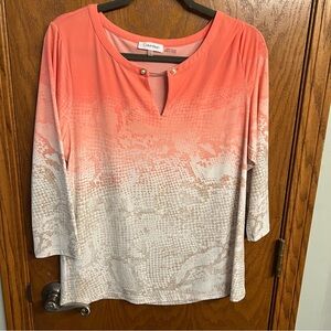 Calvin Klein Coral and Cream Blouse